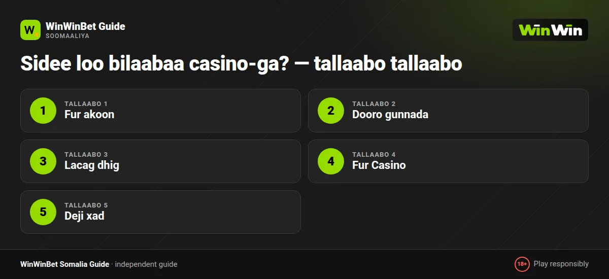 Sidee loo bilaabaa casino-ga? — tallaabo tallaabo
