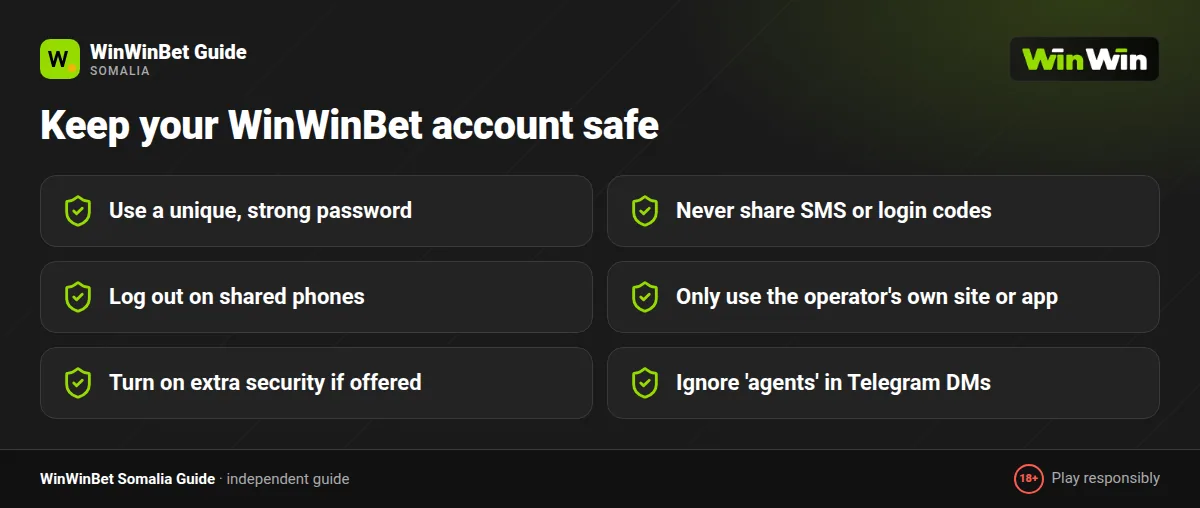 App safety checklist: download from the operator page, never share PIN or SMS codes, check permissions